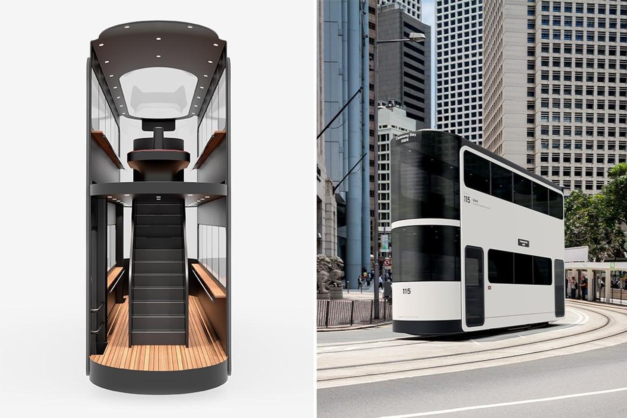 Island - это концептуальный двухэтажный трамвай без водителя, созданный для городов