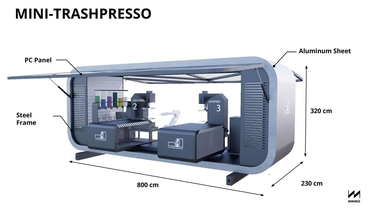 Платформа Mini-Trashpresso перерабатывает 500 кг пластиковых отходов в день, создавая экологичные строительные материалы 