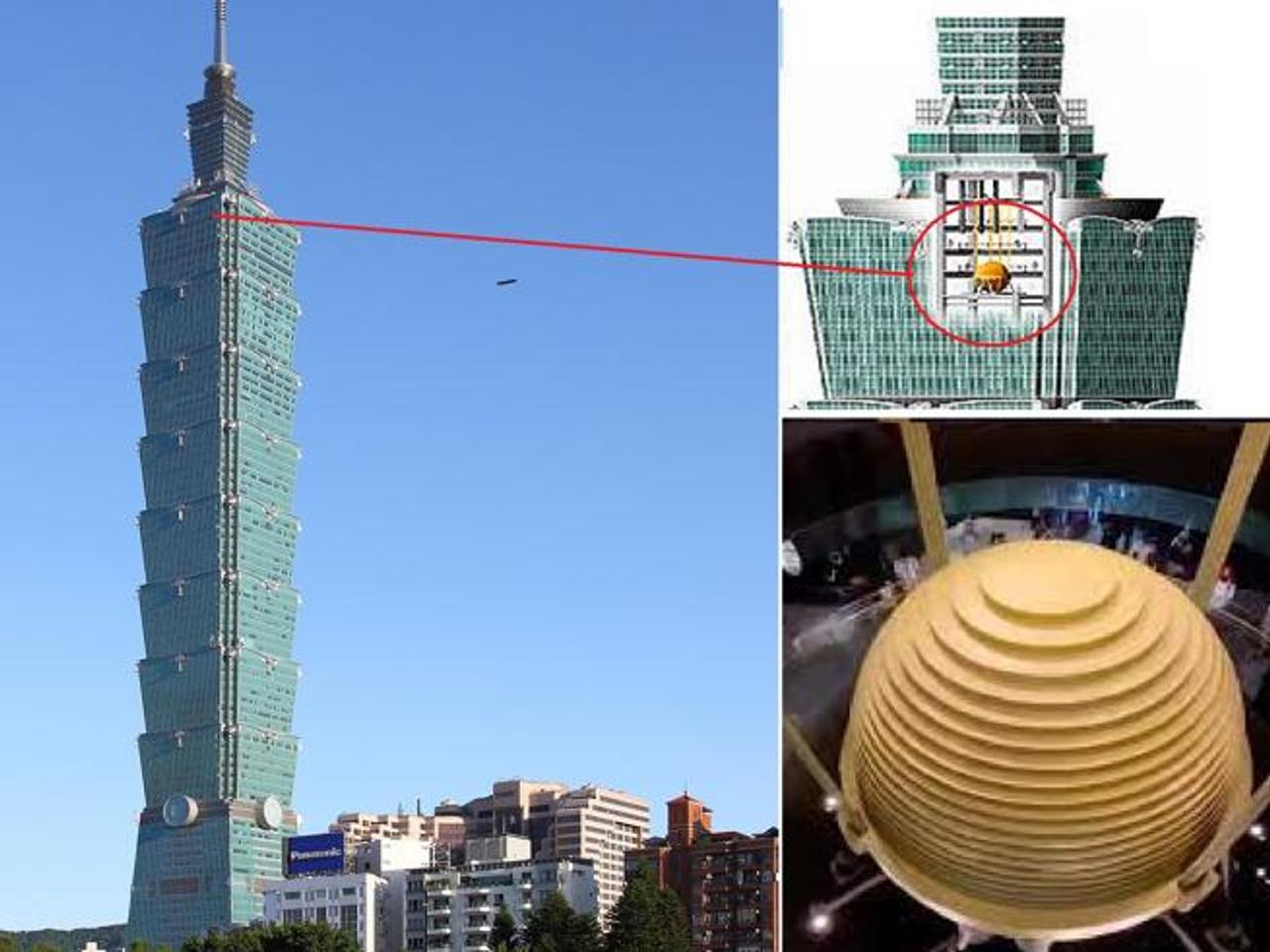Небоскреб Тайбэй 101 устоял во время землетрясения благодаря гигантскому маятнику весом 660 тонн
