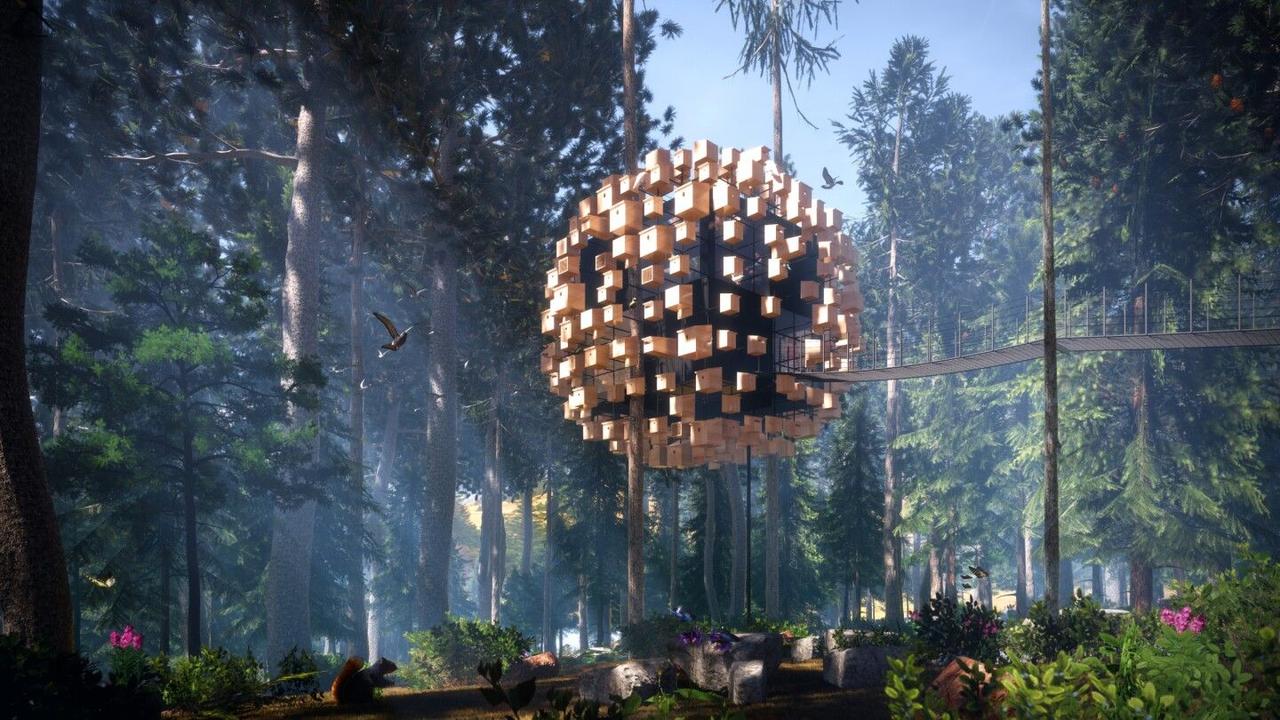 «Биосфера» - в стиле домика на дереве, снаружи которого будет 350 скворечников