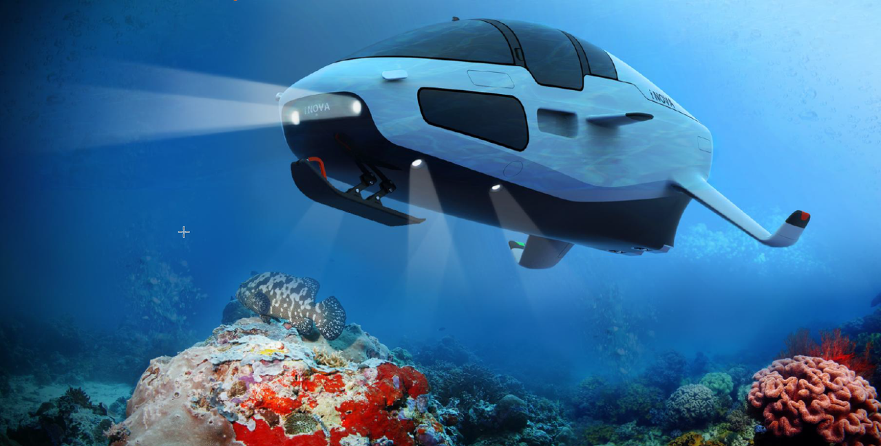 Уникальная субмарина на подводных крыльях сможет плавать не только по воде но и опускаться под воду на глубину до 50 метров
