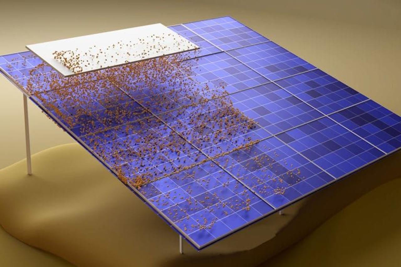 Система безводной очистки солнечных панелей от пыли