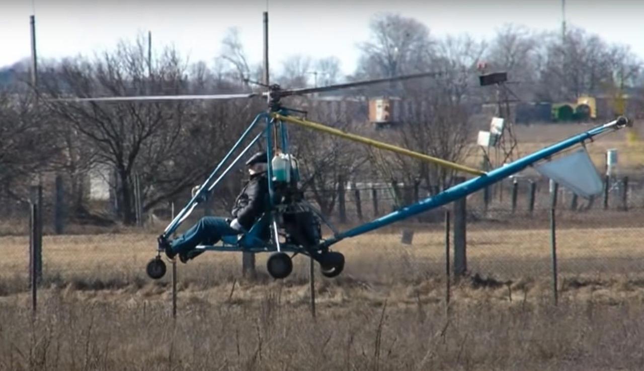 Украинский авиаконструктор построил, в гараже, одноместный вертолёт с двигателем от снегохода «Буран»