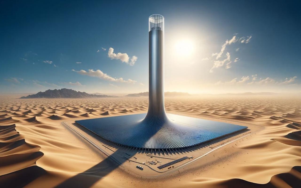 «Солнечная башня» двойного действия, высотой 200 метров, может круглосуточно генерировать чистую энергию