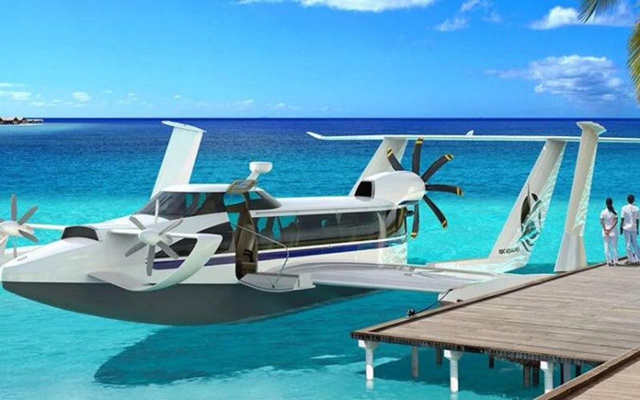 Футуристический корабль-самолет Aqua может летать со скоростью 200 км в час и перевозить 12 пассажиров