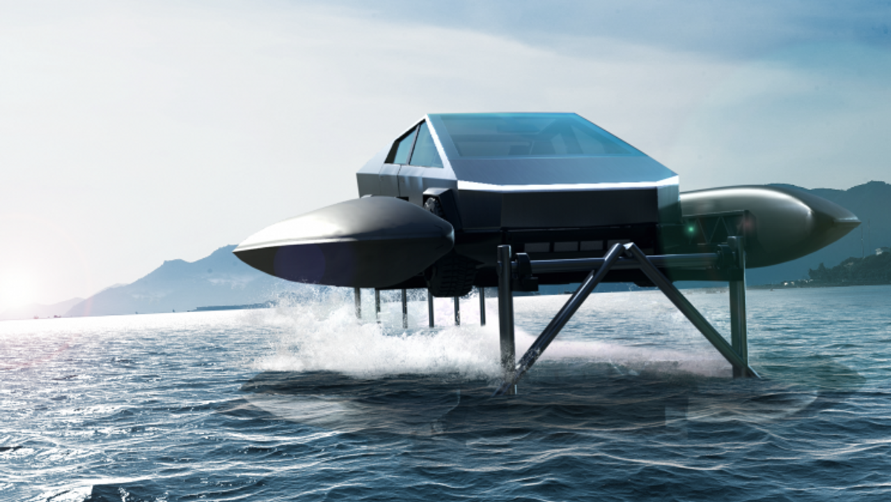 Компания Cybercat предложила модифицировать Tesla Cybertruck в автомобиль-амфибию на подводных крыльях