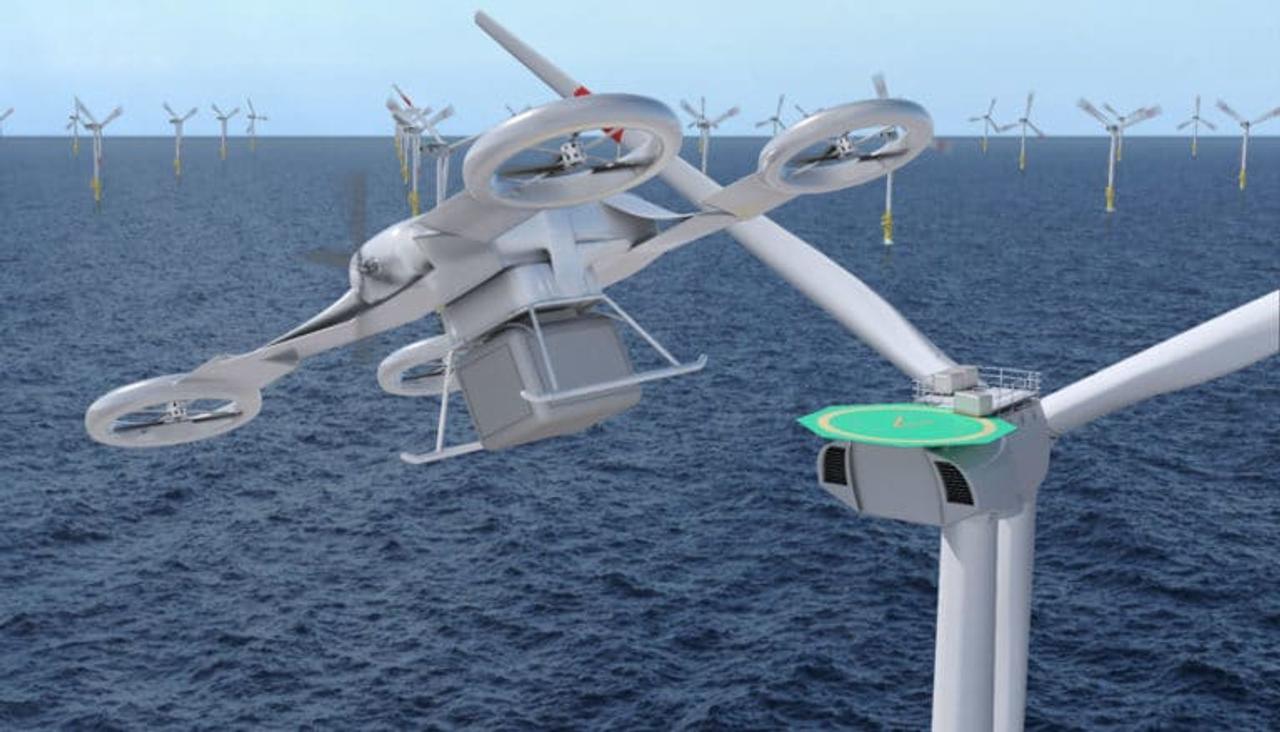Германия тестирует возможность использования воздушных такси и дронов для обслуживания морских ветряных электростанций