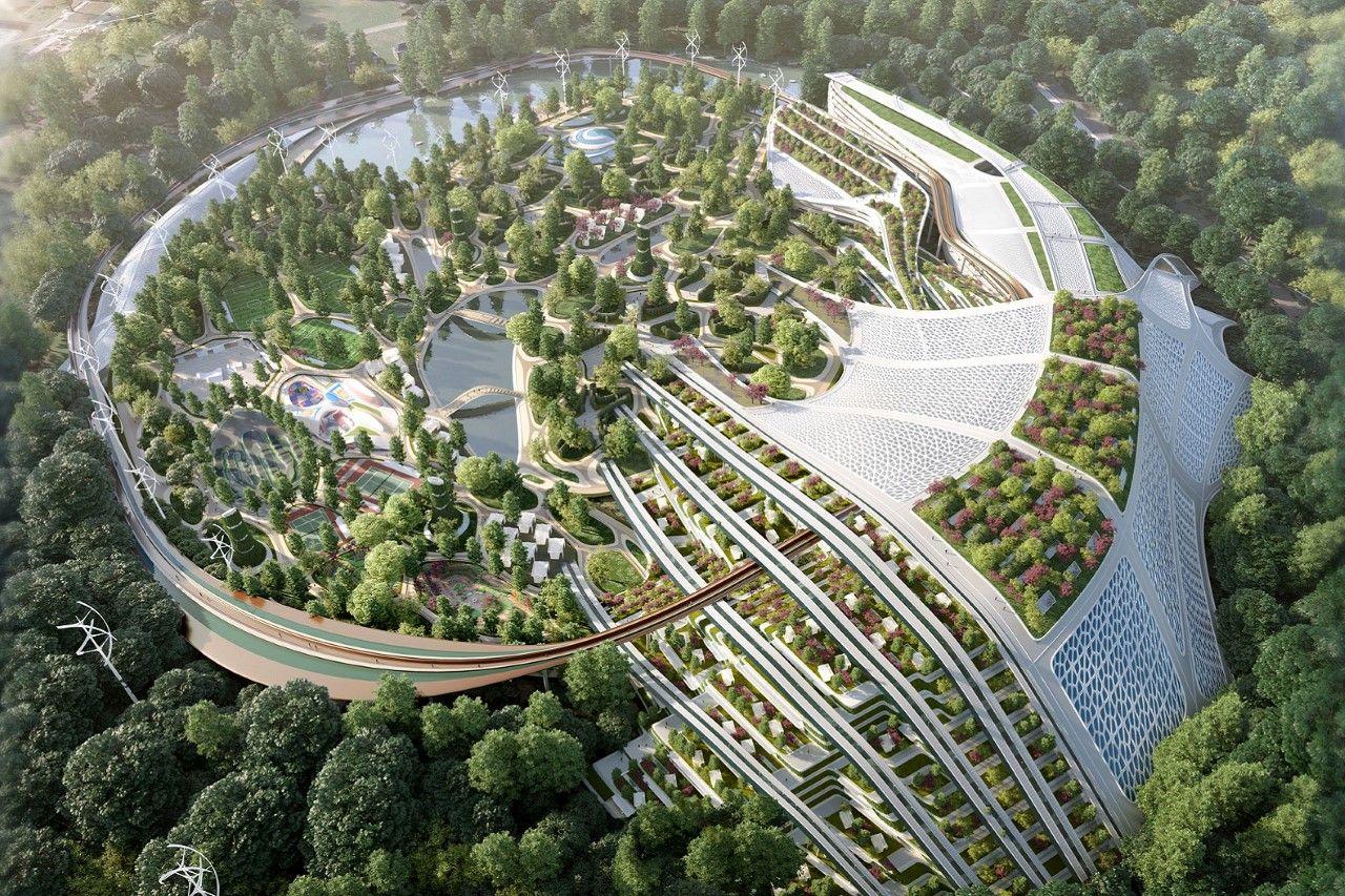 Эко-город в форме полумесяца принесет экологически чистую жизнь в пригороды Парижа