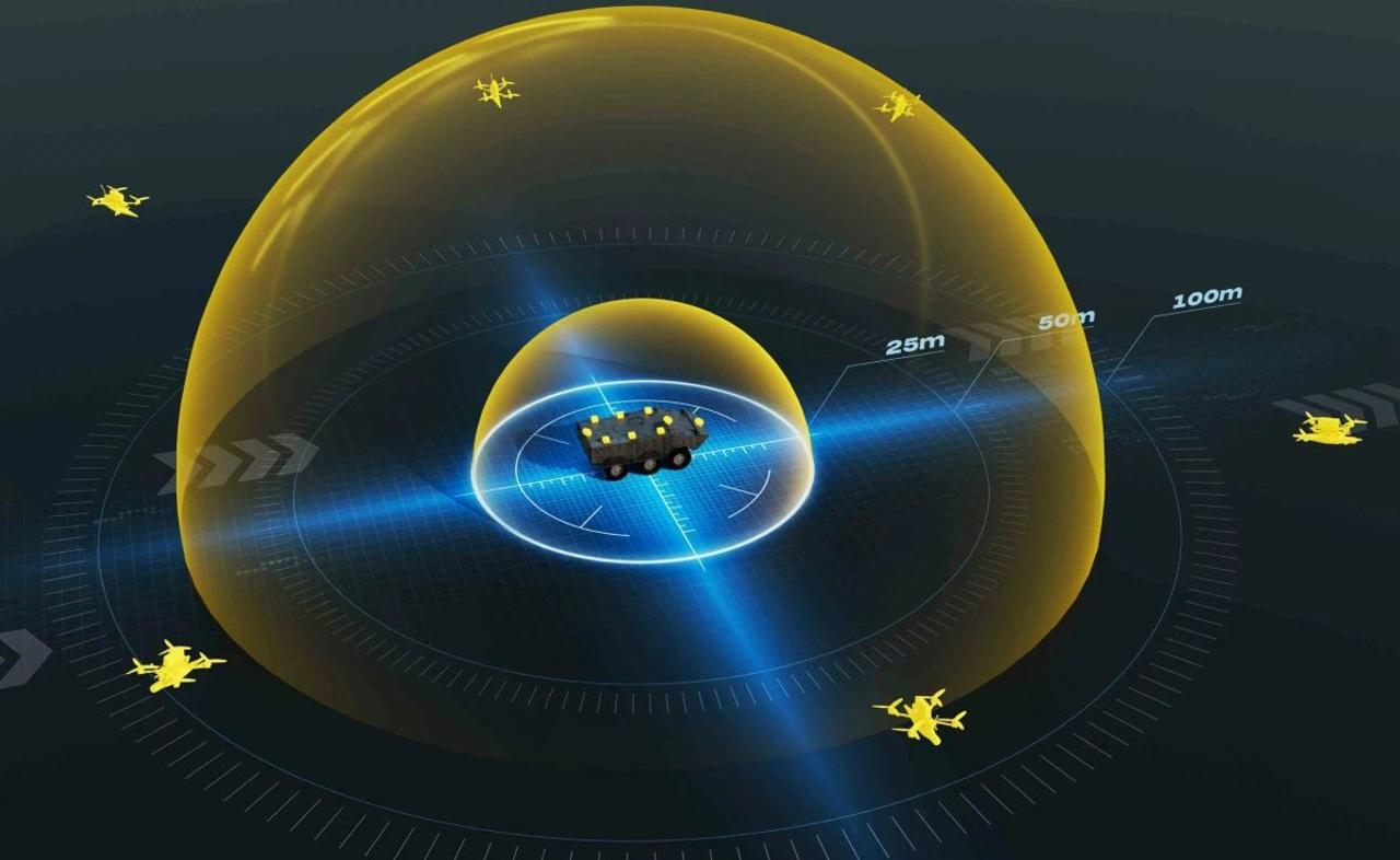 Активная система защиты SCILT для бронетехники способна перехватывать FPV-дроны на дистанции до 75 метров